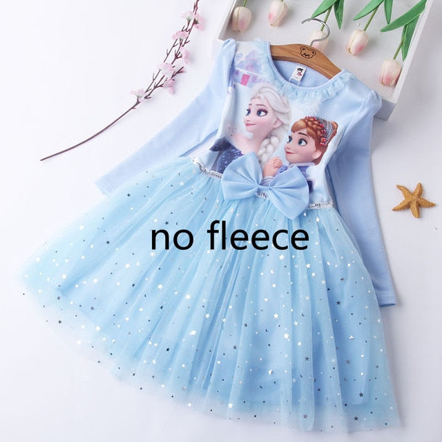 Winter Fleece Kids Dresses for Girls Vestidos Fashion Frozen