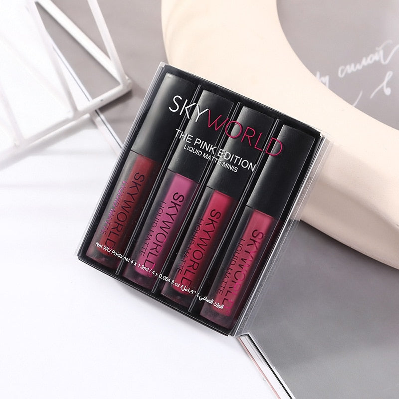 Lip Gloss Mini Lip Glaze Set Four Matte Waterproof