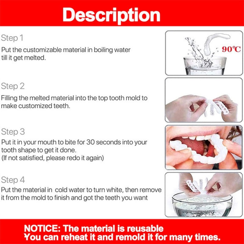 Veneer Snap-on Teeth Kit Fake Temporary Tooth Whitening Replacement Temporary Tooth