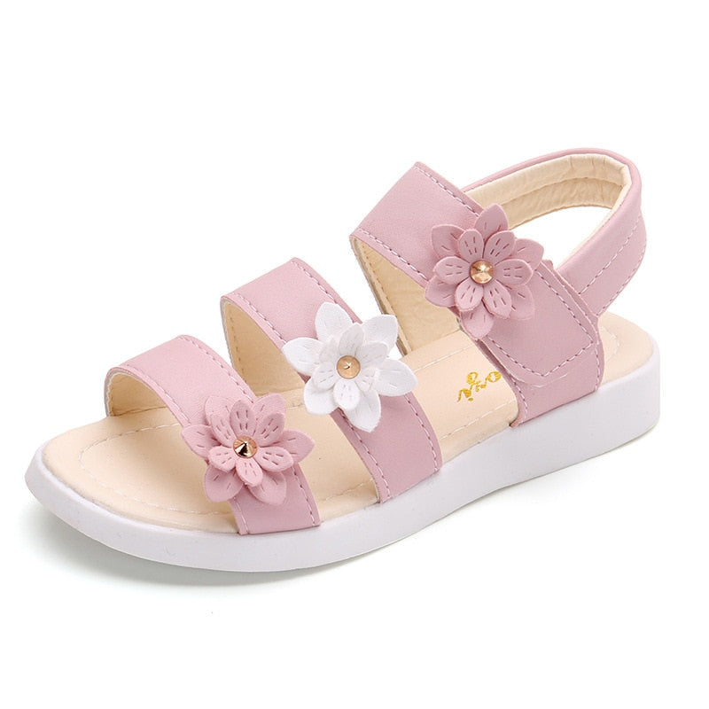 Girls Sandals Gladiator Flowers Sweet Soft Children Beach Shoes Kids