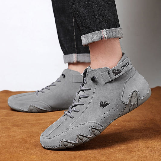 Leather Casual Sneakers for Men Motorcycle Shoes 2023