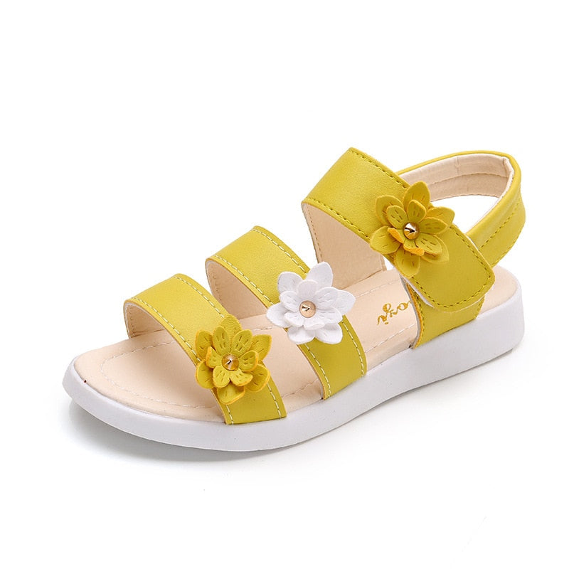 Girls Sandals Gladiator Flowers Sweet Soft Children Beach Shoes Kids