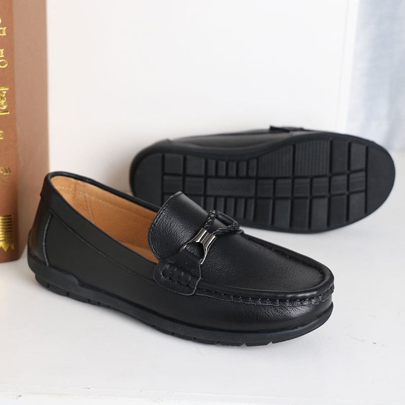 New Children Leather Shoes Boys Genuine Leather British Style Loafers Student