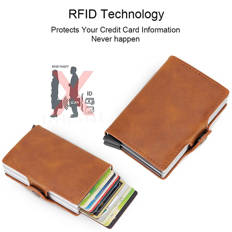 Rfid Blocking Protection Men id Credit Card Holder Wallet Leather