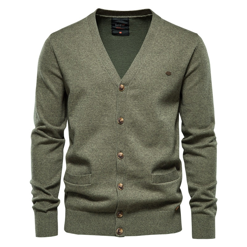 AIOPESON Argyle Solid Color Cardigan Men Casual Quality Zipper Cotton Winter Men's