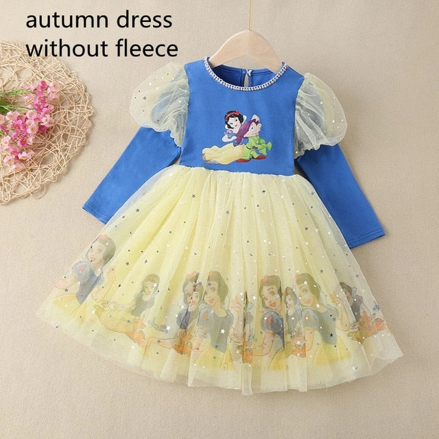 Winter Fleece Kids Dresses for Girls Vestidos Fashion Frozen