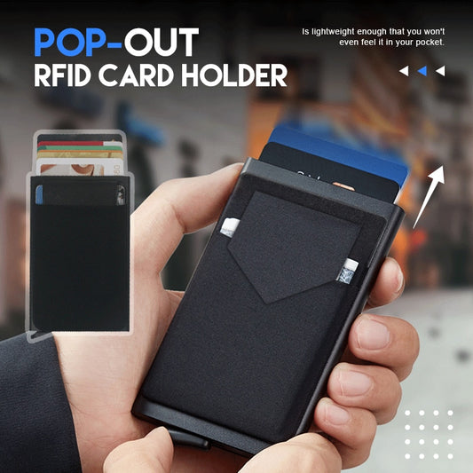 DIENQI Rfid Smart Wallet Card Holder Metal Thin Slim Men