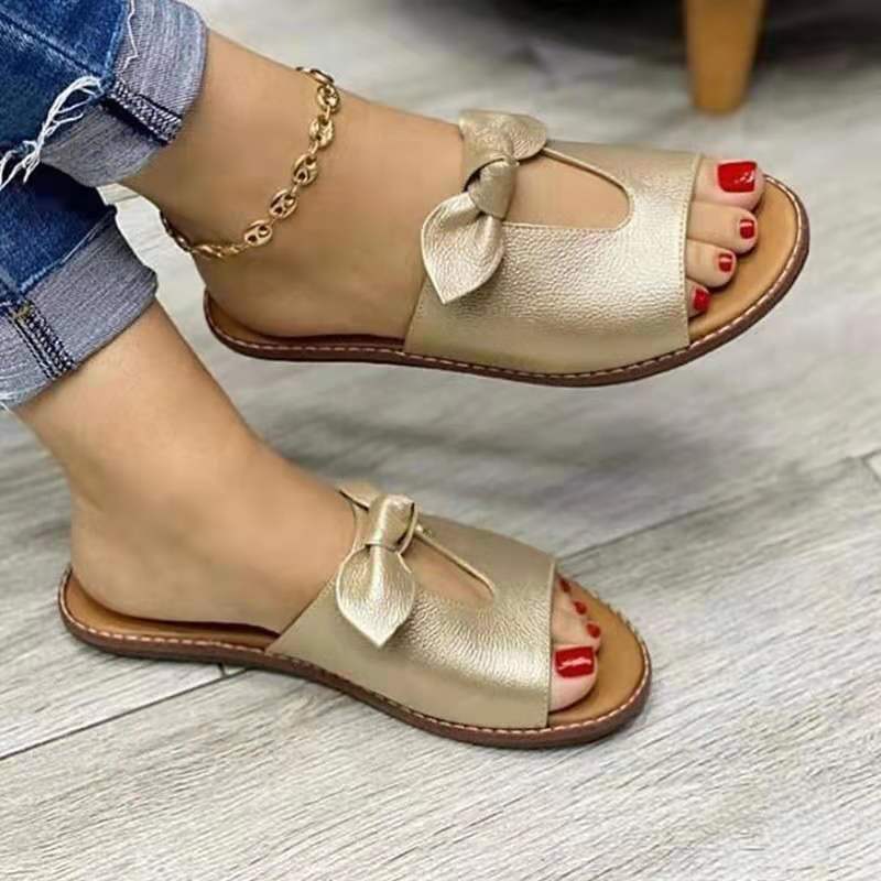 Summer Women Slippers Shoes Cute Butterfly-Knot Flats Casual Sandals