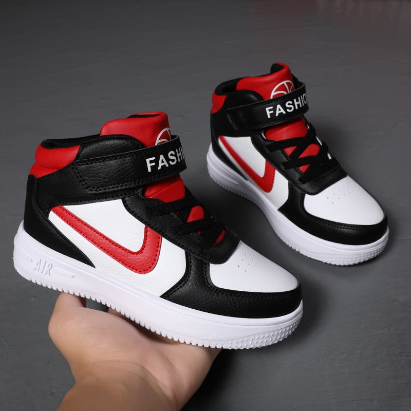 High Top Kids Running Shoes Classic Fashion Basketball Shoes for Boys Girls White Sports Shoes