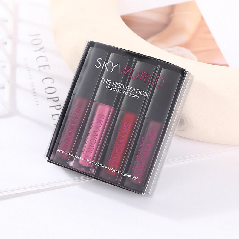 Lip Gloss Mini Lip Glaze Set Four Matte Waterproof