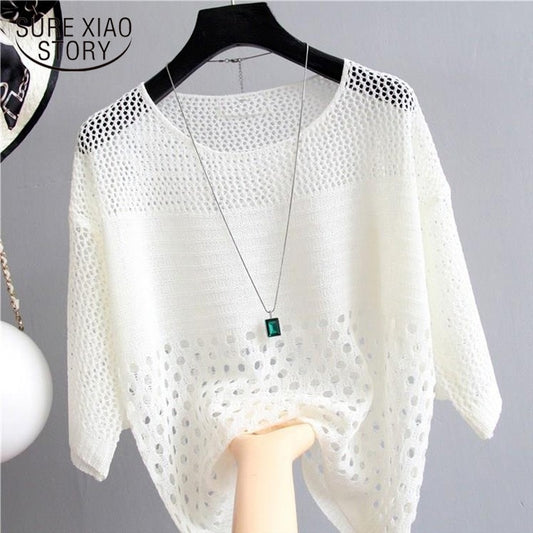 Spring and Summer New Ice Silk Knitted Vest Top Hollow Out Thin Bottoming