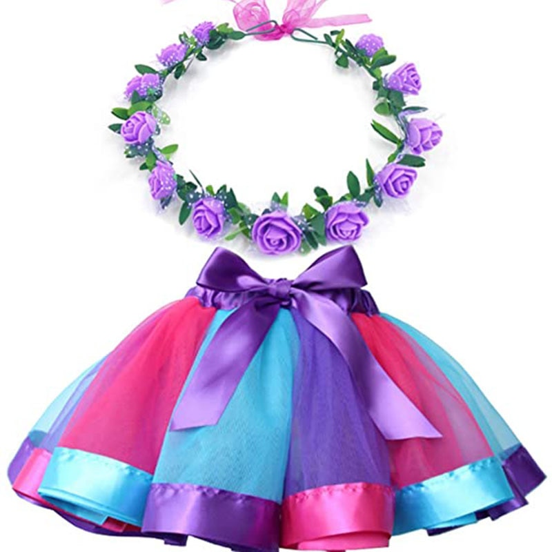 Multicolor 2 Pcs 4 Colors Performances Pettiskirts Dances Girls Suit Princess