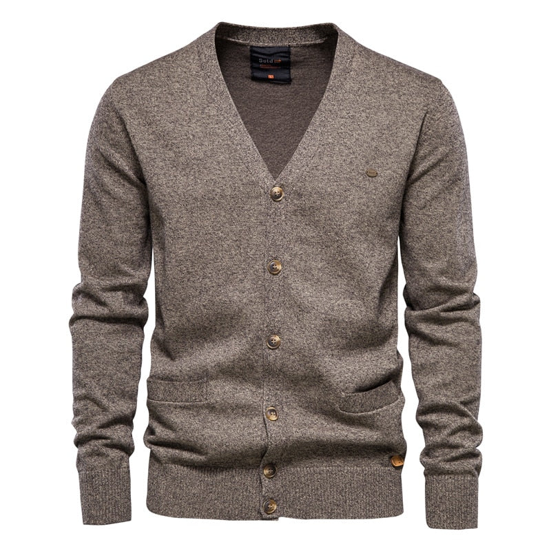 AIOPESON Argyle Solid Color Cardigan Men Casual Quality Zipper Cotton Winter Men's