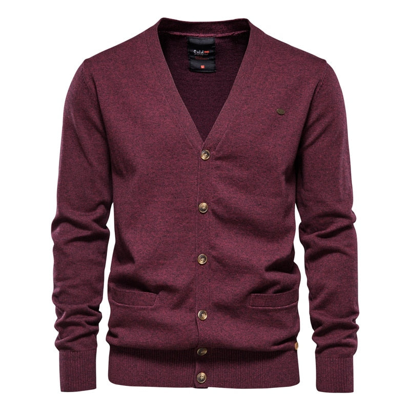 AIOPESON Argyle Solid Color Cardigan Men Casual Quality Zipper Cotton Winter Men's