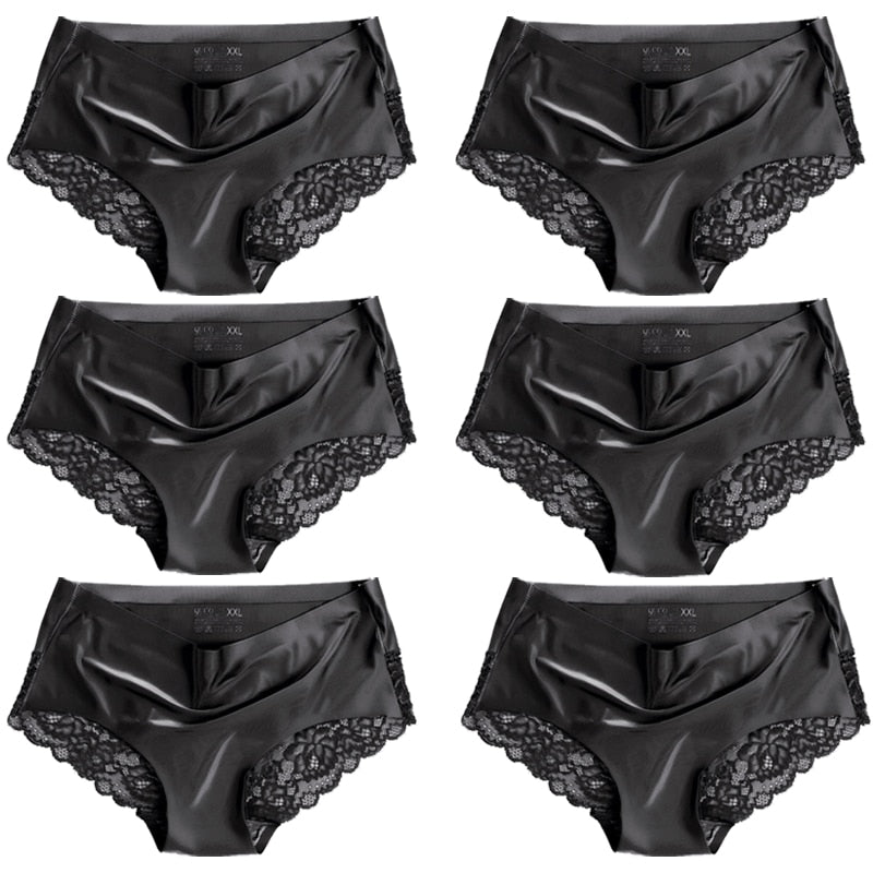 6pcs/lot QUCO brand women underwear Ice silk seamless lace briefs sexy