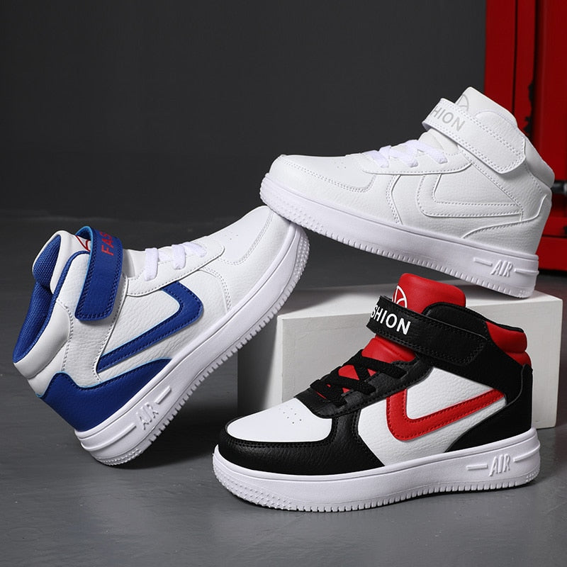 High Top Kids Running Shoes Classic Fashion Basketball Shoes for Boys Girls White Sports Shoes