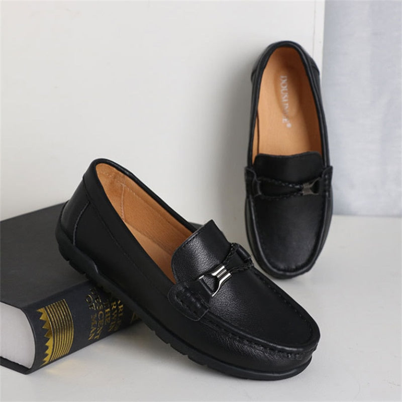 New Children Leather Shoes Boys Genuine Leather British Style Loafers Student