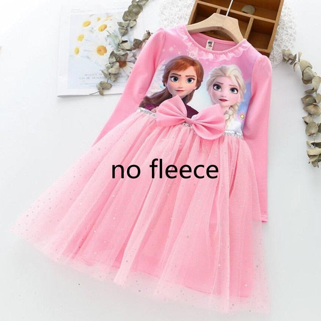 Winter Fleece Kids Dresses for Girls Vestidos Fashion Frozen