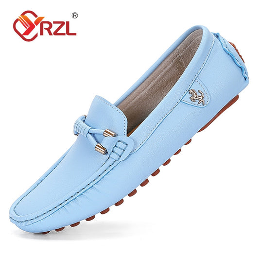 YRZL Loafers Men Handmade Leather Shoes Black