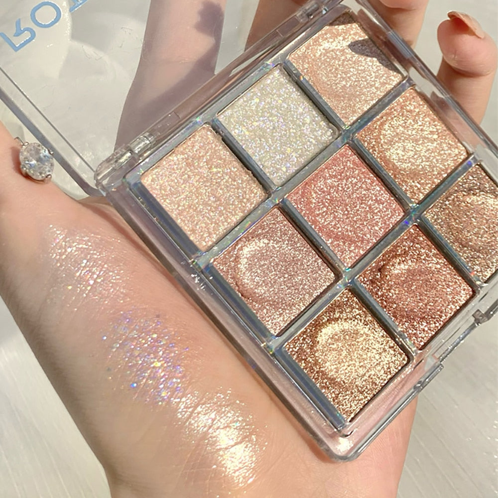 9-Color Nude & Matte Eyeshadow Palette – Long-Lasting, Waterproof, Shimmer & Shine