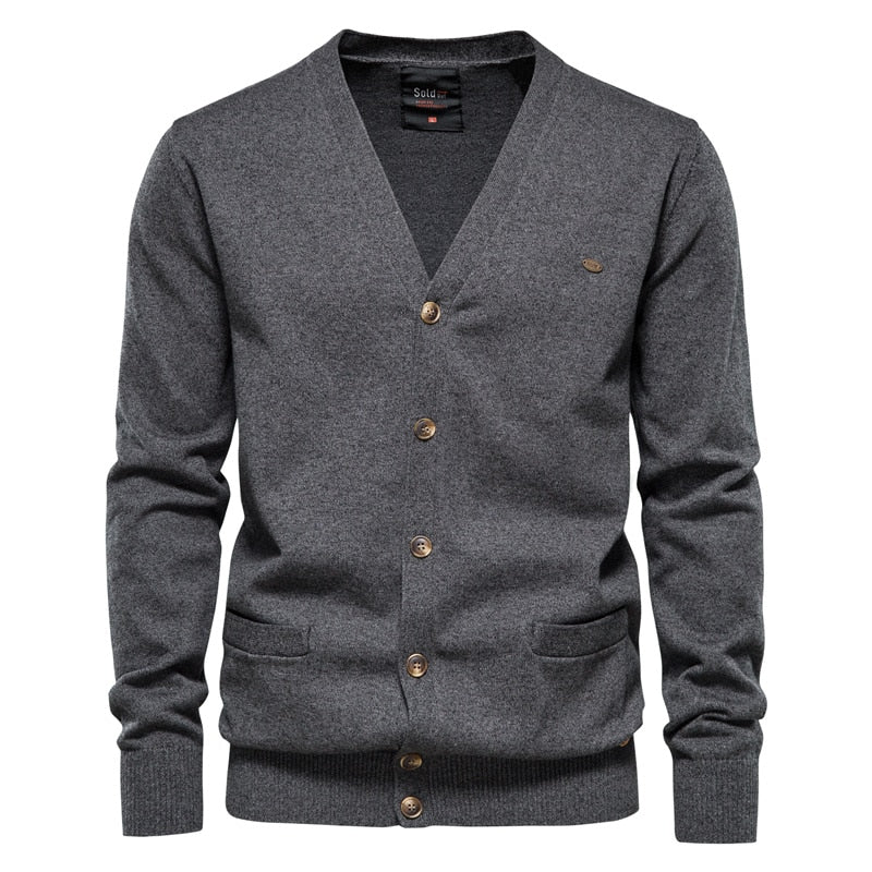 AIOPESON Argyle Solid Color Cardigan Men Casual Quality Zipper Cotton Winter Men's