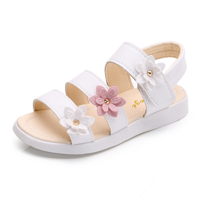 Girls Sandals Gladiator Flowers Sweet Soft Children Beach Shoes Kids