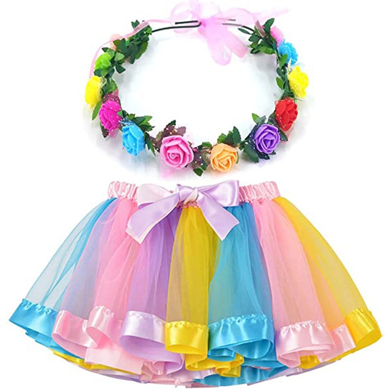 Multicolor 2 Pcs 4 Colors Performances Pettiskirts Dances Girls Suit Princess