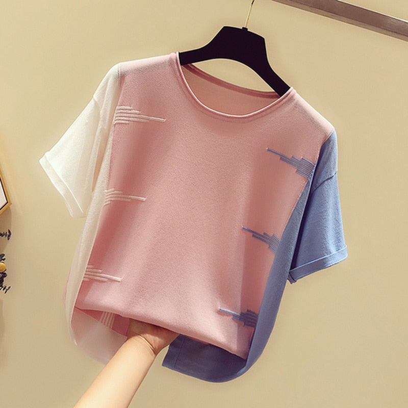 Casual Slim Women Tops Nice Short Sleeve Ladies Shirt Korean Blouse Women