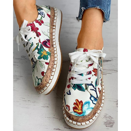 Women Shoes Flats Sneakers Elegant Floral Shoes Woman Comfortable