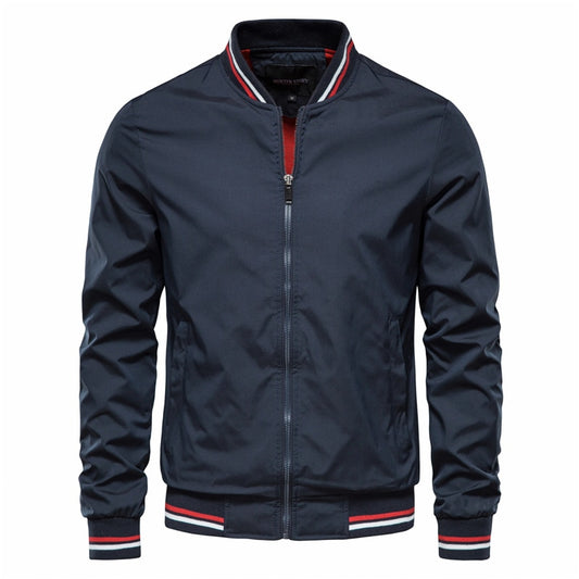 ADOPTION Solid Color Men’s Bomber Jacket – Casual Slim Fit Baseball Style